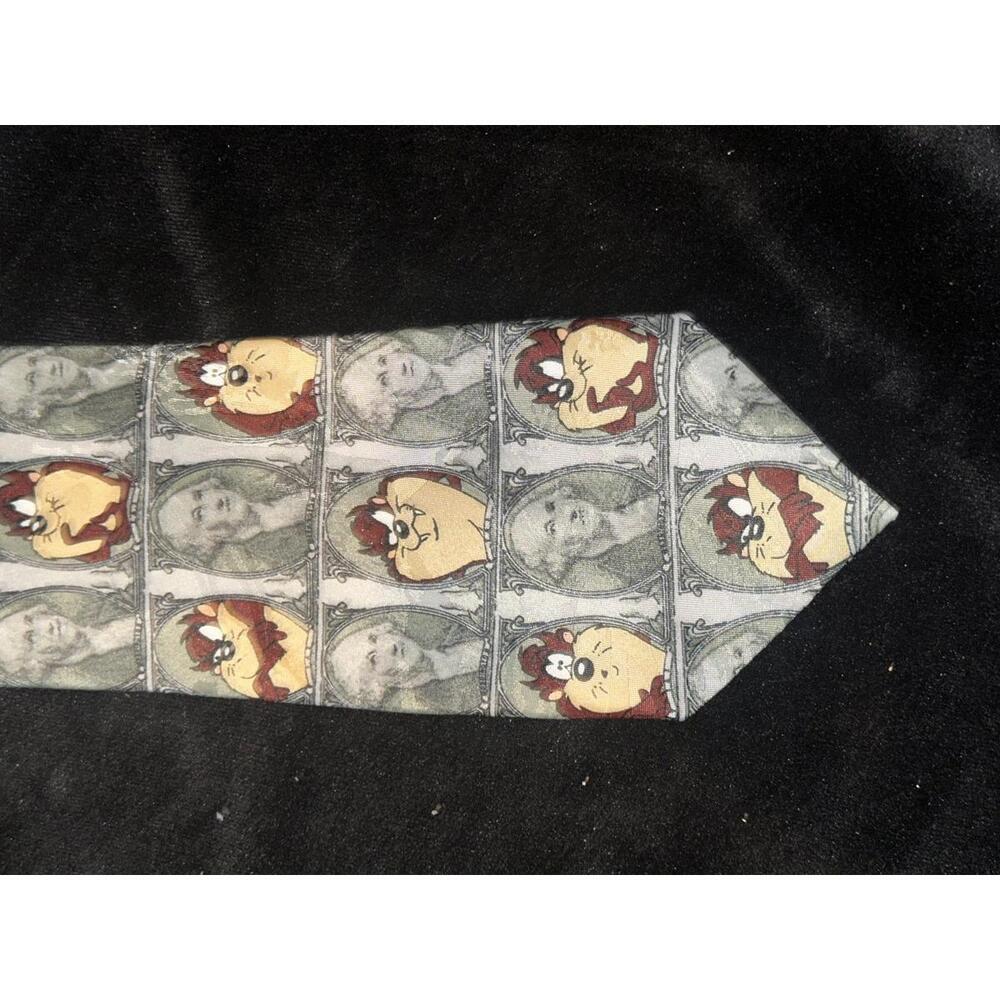 Looney Tunes Taz Dollar Bill George Washington Cartoon Tie